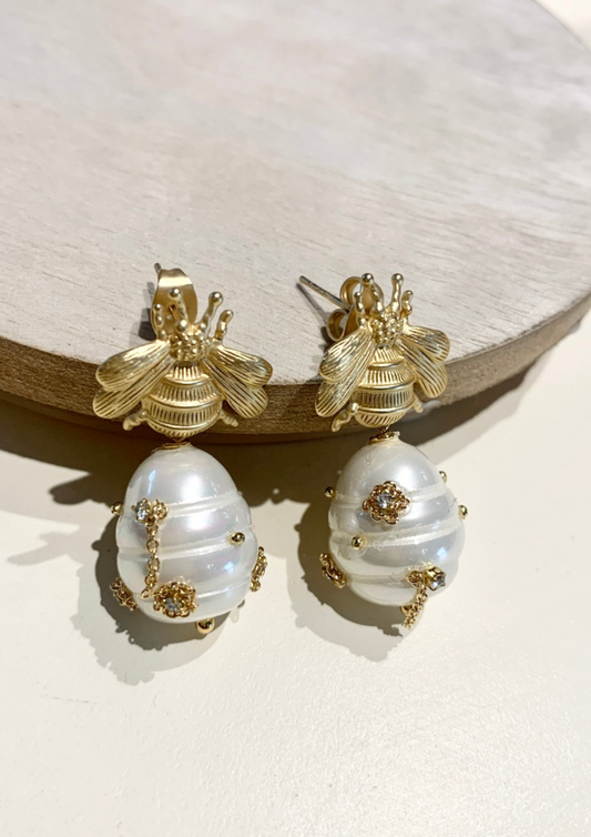 Gold Bee Earrings