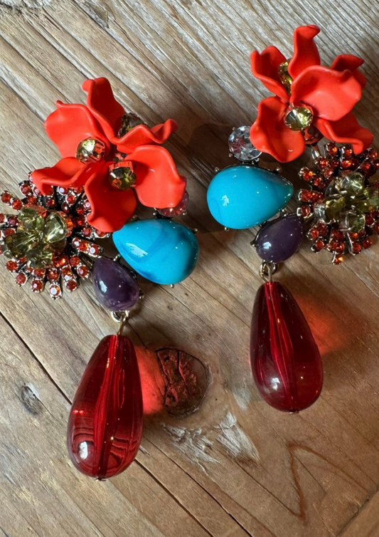 Orange drop earring