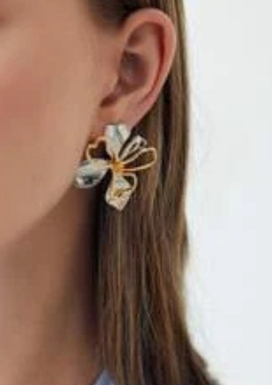 Dual Silver Gold Stud Earrings